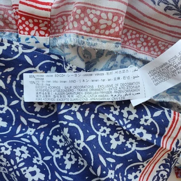 ZARA Paisley Floral Linen Maxi Dress Euro Summer Boho Beach Resort Size Small - Picture 13 of 13